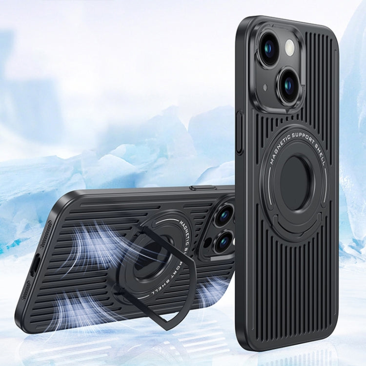 Cooling Black MagSafe Magnetic Ring Holder Case for iPhone 15 Plus