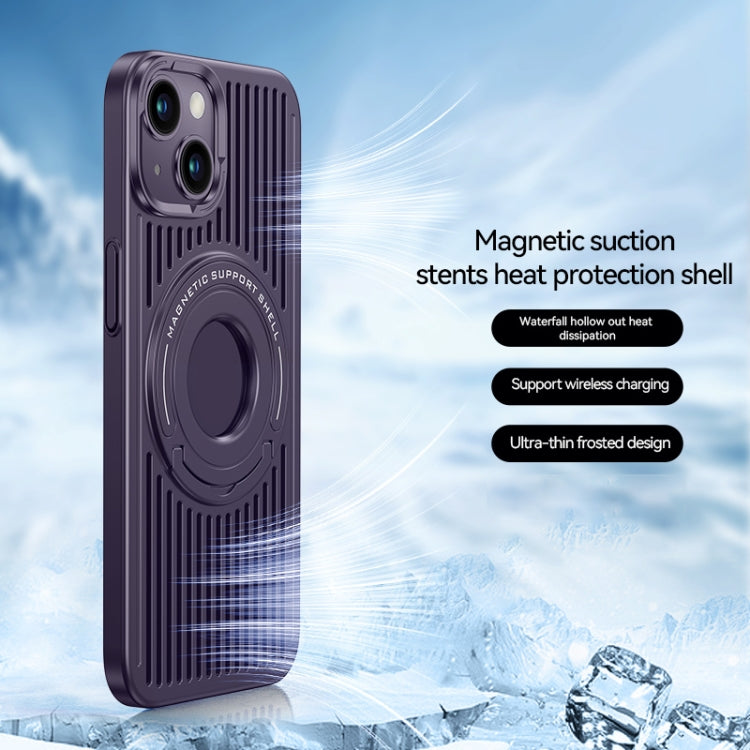 Purple Cooling MagSafe Magnetic Ring Holder Phone Case for iPhone 15 Plus