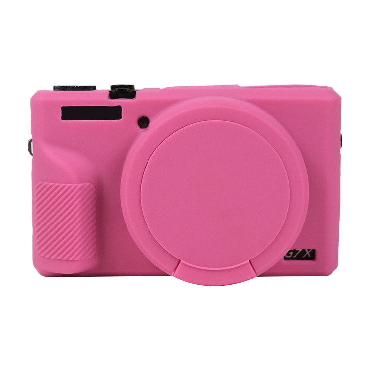Silicone Protective Case with Lens Cover for Canon PowerShot G7 X Mark III (Rose Red)