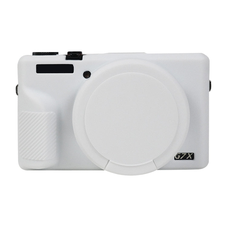 Soft Silicone Protective Case with Lens Cover for Canon PowerShot G7 X Mark III (White)