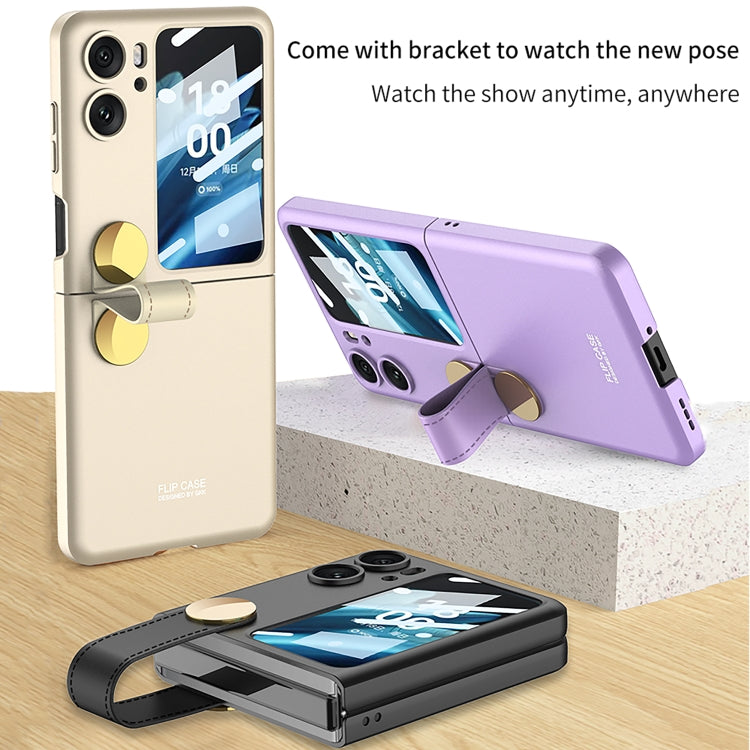 Ultra Thin Gold Flip GKK Integrated Phone Case for OPPO Find N2 with Rotating Cortical Belt