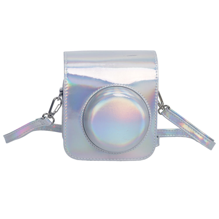 Stylish Silver Leather Camera Bag for FUJIFILM Instax Mini 12