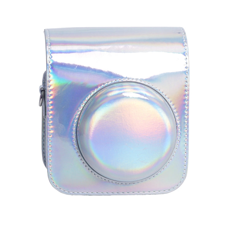 Stylish Silver Leather Camera Bag for FUJIFILM Instax Mini 12