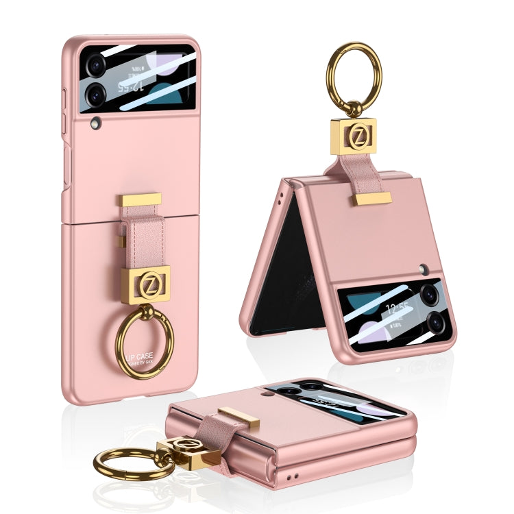 GKK Integrated Ultra-thin Phone Case with Z Ring Holder for Samsung Galaxy Z Flip3 5G (Pink)