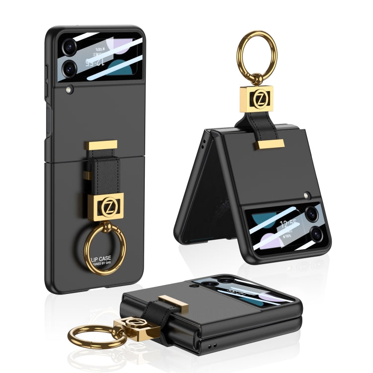 GKK Integrated Ultra-thin Phone Case with Z Ring Holder for Samsung Galaxy Z Flip4 5G (Black)
