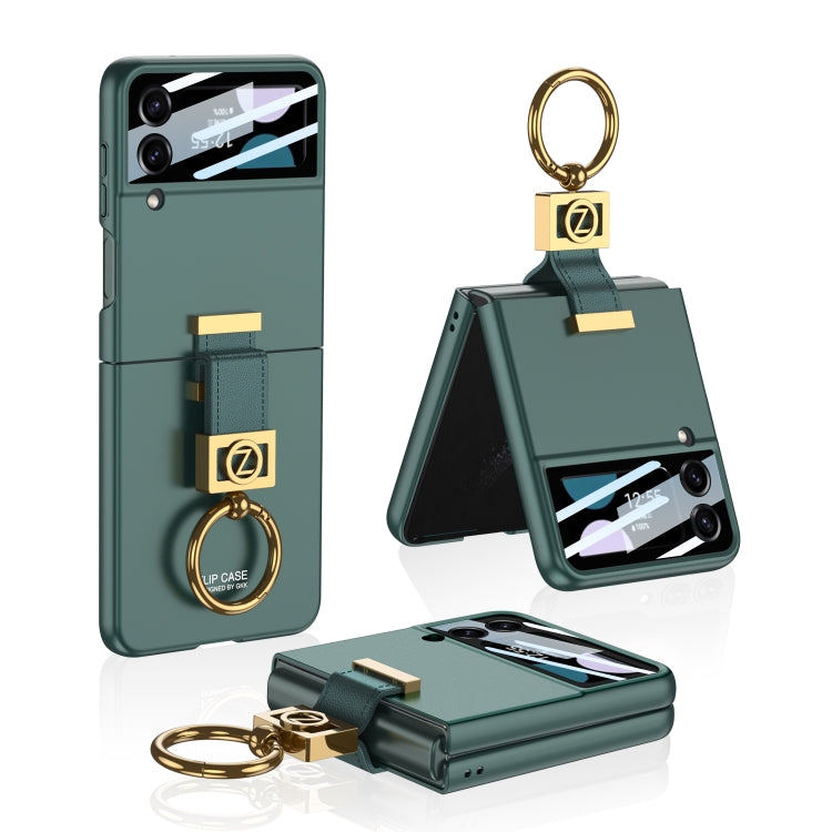 GKK Ultra-thin Phone Case with Z Ring Holder for Samsung Galaxy Z Flip4 5G (Green)