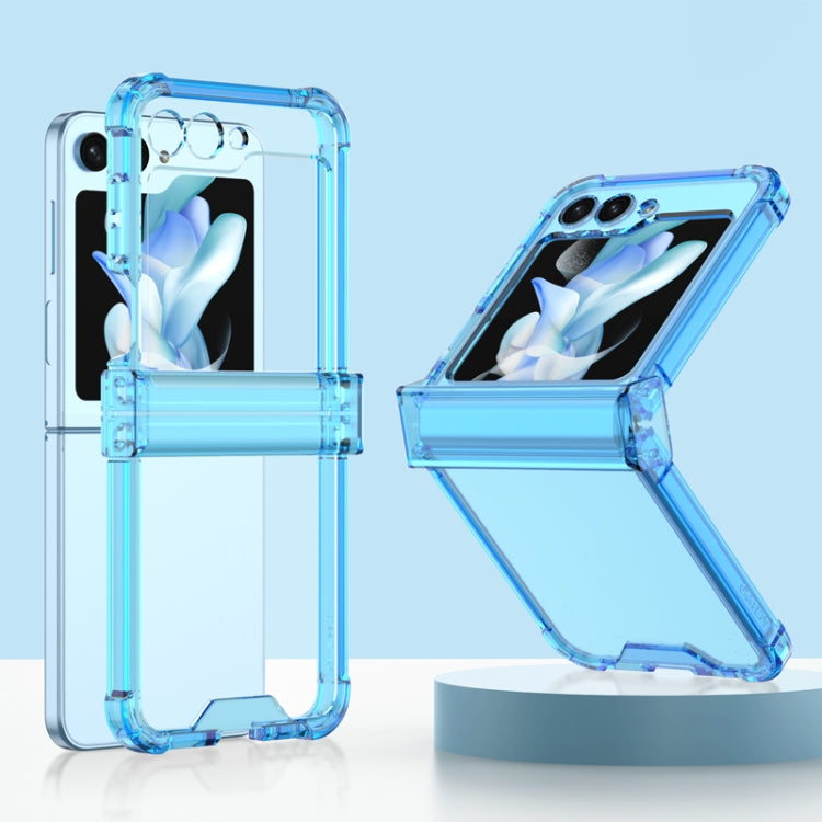 Samsung Galaxy Z Flip5 GKK Transparent Blue Shockproof Phone Case with Ring Holder