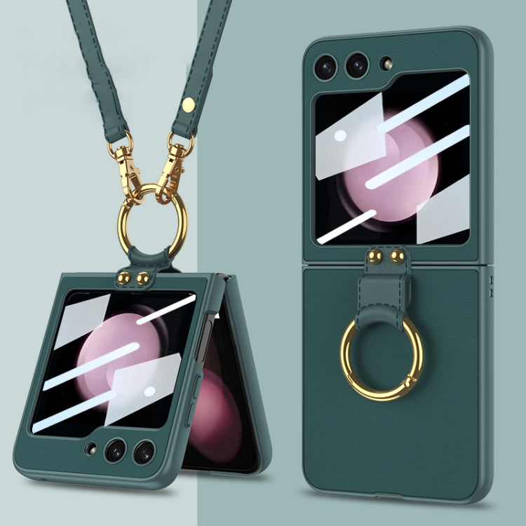 Ultra-thin Green Phone Case with Ring & Strap for Samsung Galaxy Z Flip5 G