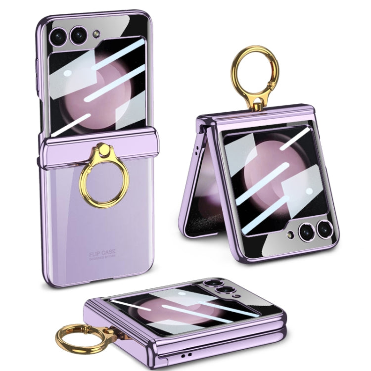 Samsung Galaxy Z Flip5 GKK Magnetic Folding Phantom Rotary Phone Case with Ring Holder (Purple)