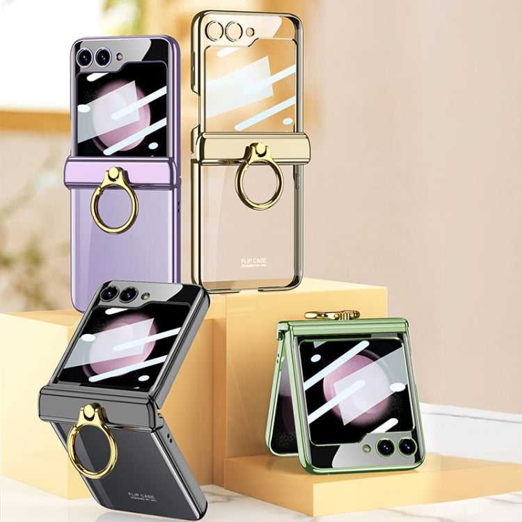 Samsung Galaxy Z Flip5 GKK Magnetic Folding Phantom Rotary Phone Case with Ring Holder (Purple)