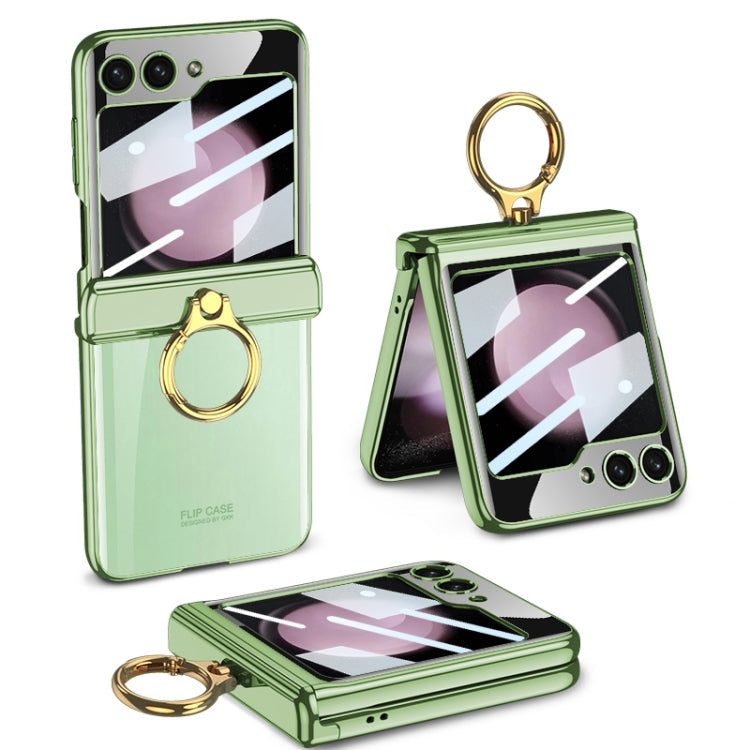 GKK Magnetic Folding Phantom Rotary Phone Case with Ring Holder for Samsung Galaxy Z Flip5 G (Green)