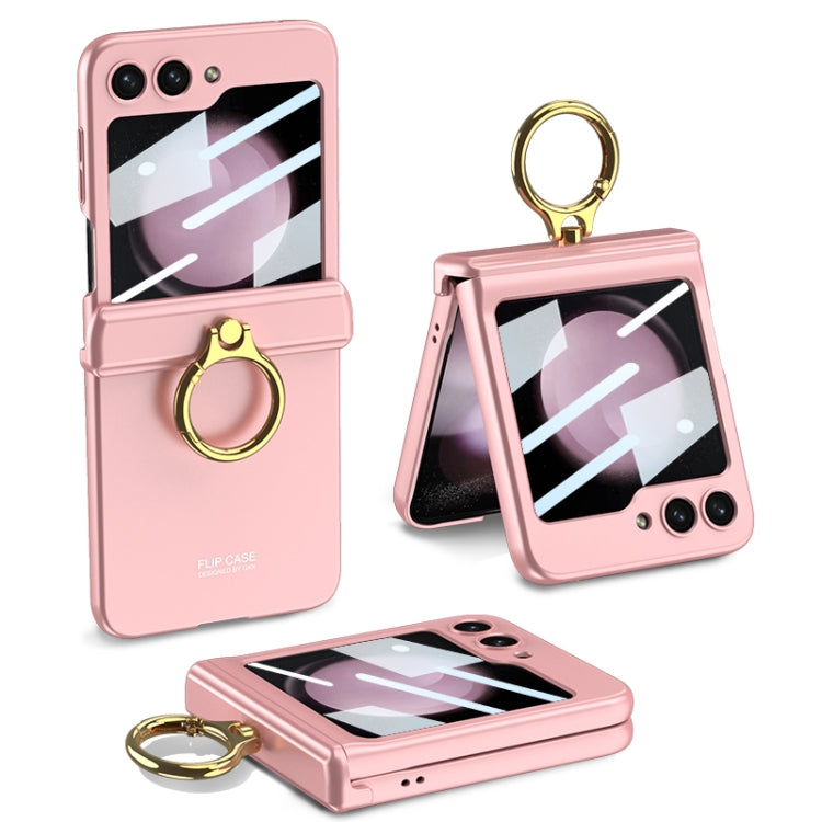 Samsung Galaxy Z Flip5 GKK Magnetic Hinge Phone Case with Ring Holder (Pink)