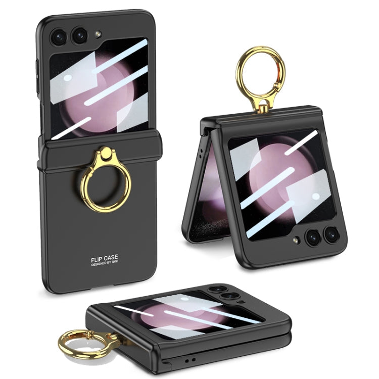 Samsung Galaxy Z Flip5 GKK Magnetic Hinge Phone Case with Ring Holder in Black