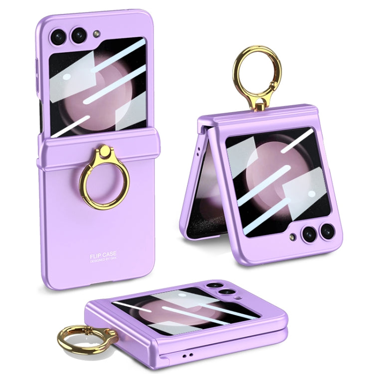 GKK Integrated Magnetic Hinge Phone Case with Ring Holder for Samsung Galaxy Z Flip5 G (Purple)