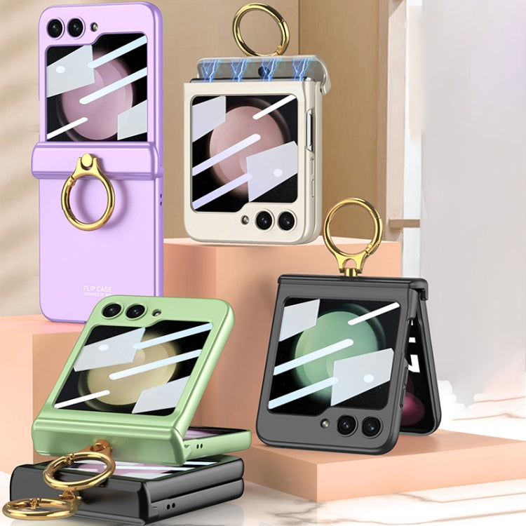 GKK Integrated Magnetic Hinge Phone Case with Ring Holder for Samsung Galaxy Z Flip5 G (Purple)