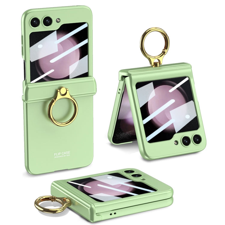 GKK Integrated Magnetic Hinge Phone Case with Ring Holder for Samsung Galaxy Z Flip5 - Matcha Green