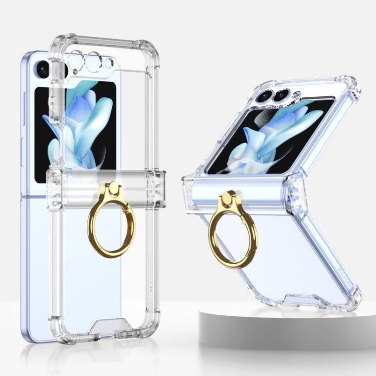 Samsung Galaxy Z Flip5 Gkk Transparent Silicone Phone Case with Ring Holder