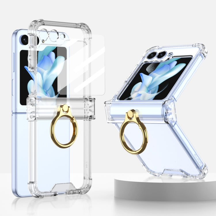 Transparent Gkk Airbag Hinge Silicone Phone Case with Ring Holder for Samsung Galaxy Z Flip5 G
