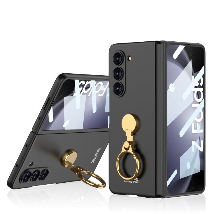 GKK Ultra-thin Triaxial Ring Holder PC Phone Case for Samsung Galaxy Z Fold5 (Black)