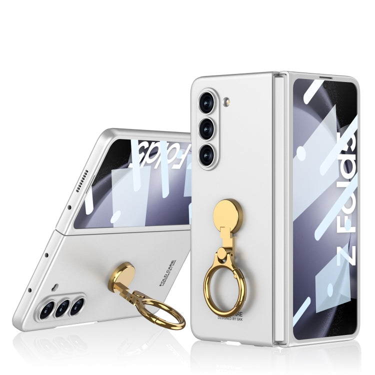 GKK Ultra-thin Triaxial Ring Holder PC Phone Case for Samsung Galaxy Z Fold5 (Silver)