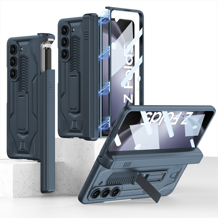 GKK Integrated Folding Battle Shell PC Phone Case for Samsung Galaxy Z Fold5 with Pen Box (Green)