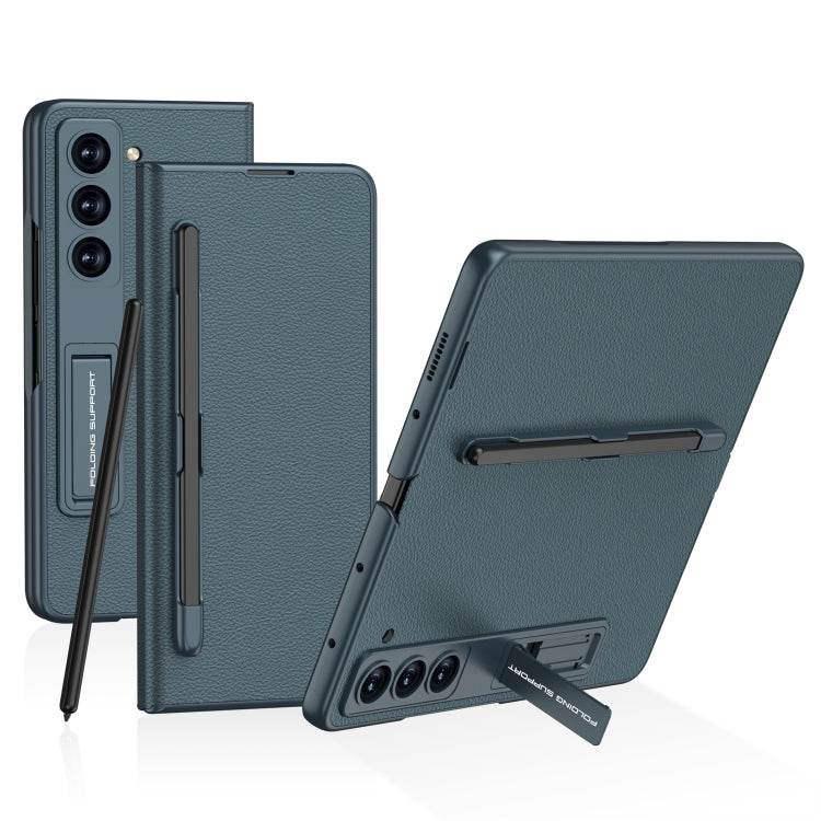GKK Flip Leather All-Inclusive Phone Case for Samsung Galaxy Z Fold5 with Pen Holder (Green)