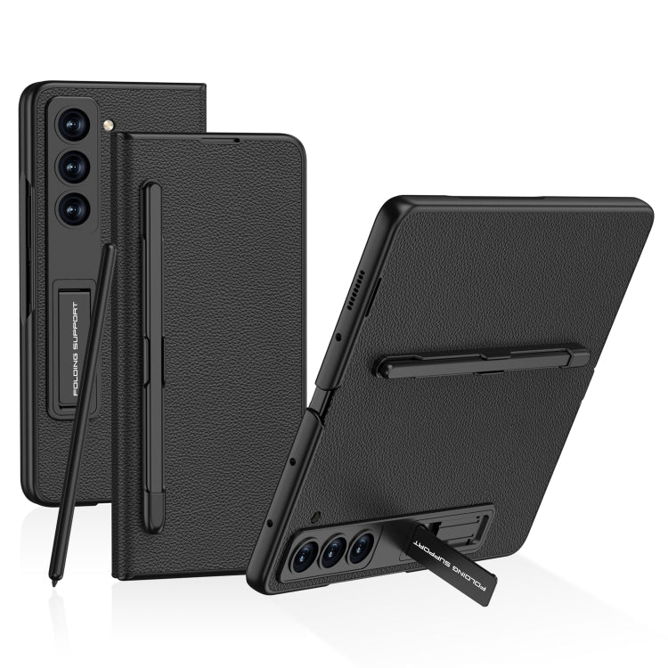 Samsung Galaxy Z Fold5 GKK Flip Leather All-Inclusive Phone Case with Pen Holder (Black)