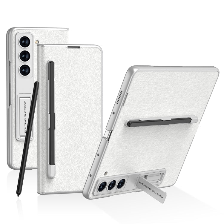 Samsung Galaxy Z Fold5 GKK Flip Leather All-Inclusive Phone Case with Pen Holder - Silver