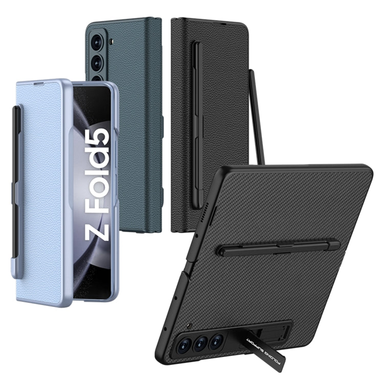 Samsung Galaxy Z Fold5 GKK Flip Leather All-Inclusive Phone Case with Pen Holder - Silver
