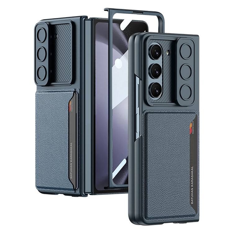 GKK Integrated Ultra-thin Sliding Window Folding Phone Case with Card Holder for Samsung Galaxy Z Fold5 (Green)