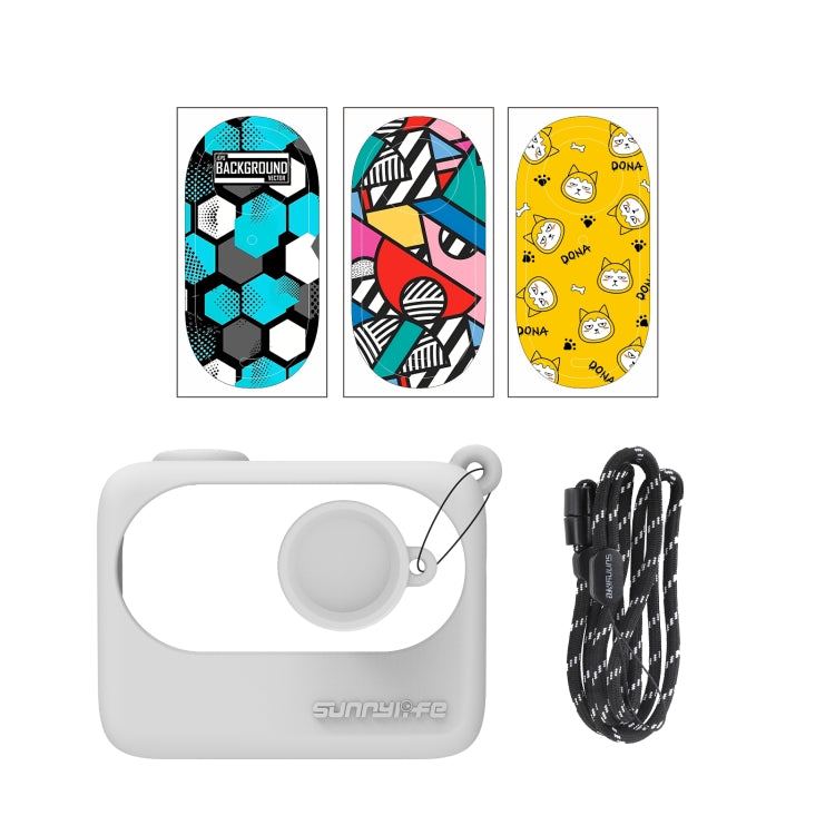 Sunnylife White Silicone Case and Stickers for Insta360 GO 3 with Neck Strap