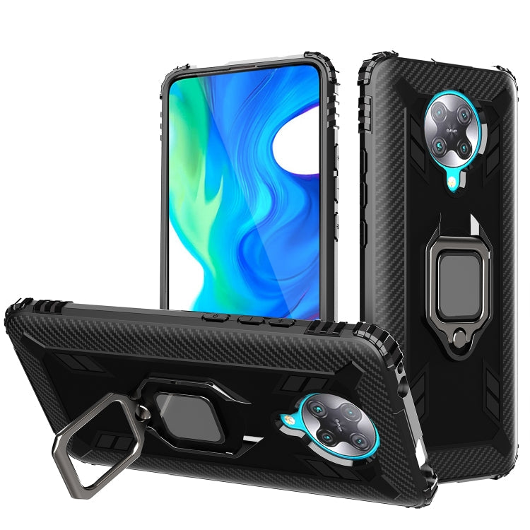 Carbon Fiber Protective Case with 360 Degree Rotating Ring Holder for Xiaomi Redmi K30 Pro / Poco F2 Pro 5G (Black)