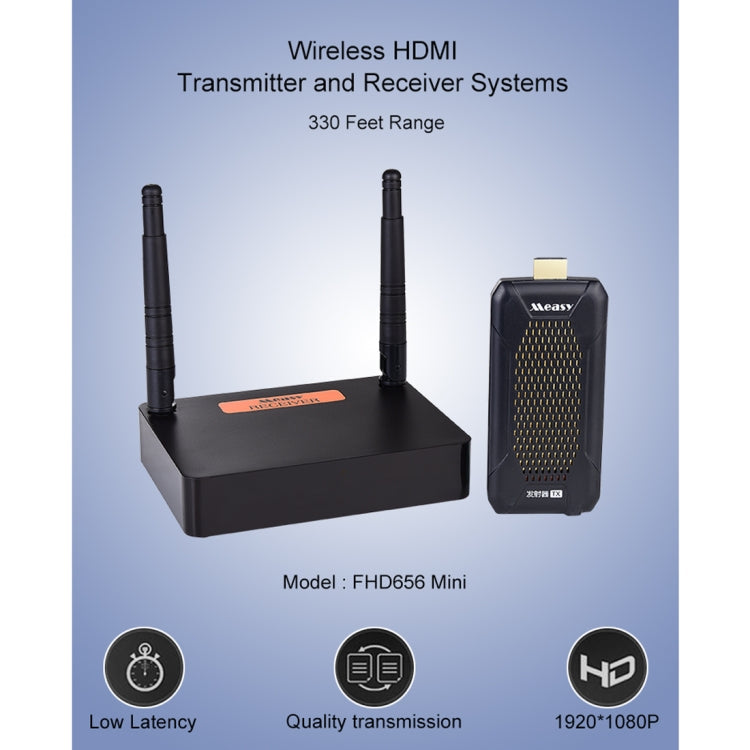 Measy FHD656 Mini 1080P HDMI 1.4 HD Wireless Audio Video Transmitter Receiver Extender Transmission System with 100m Transmission Distance