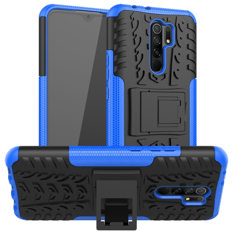 Blue Shockproof Protective Case with Holder for Xiaomi Redmi 9