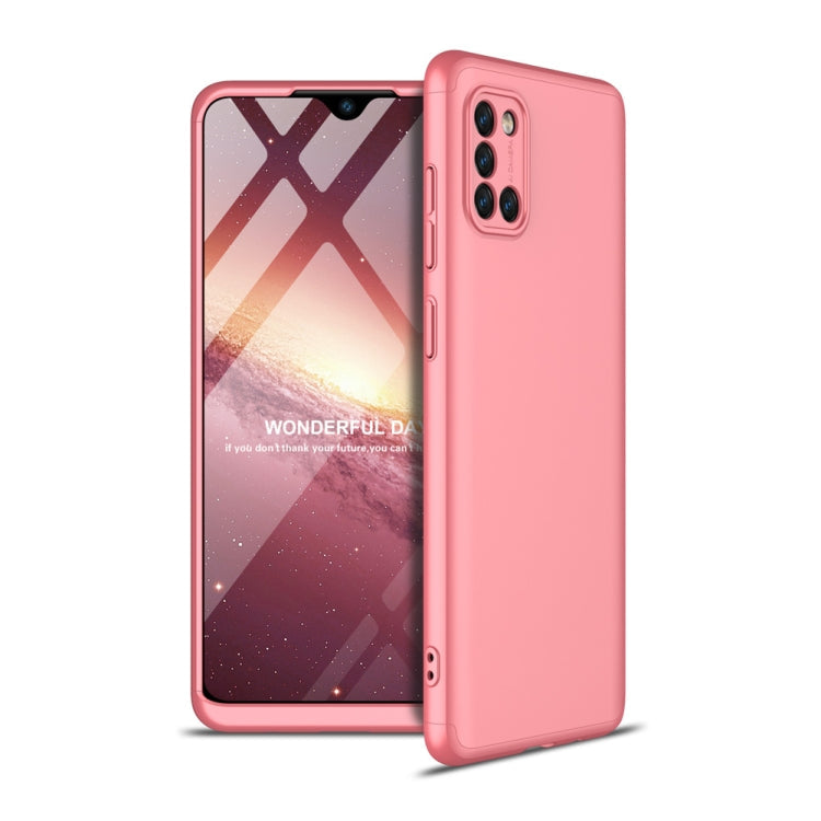 GKK Three Stage Splicing Full Coverage PC Protective Case for Samsung Galaxy A31 (Rose Gold)
