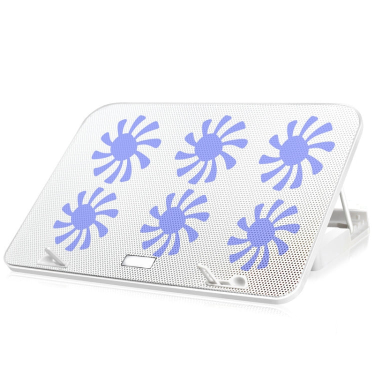 ICE COOREL Notebook Computer Base Speed Control Silent Six-fan Cooling Rack - Premium Edition Ivory