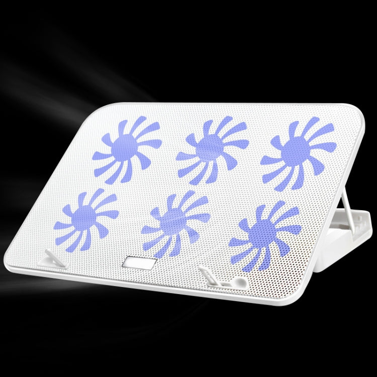 ICE COOREL Notebook Computer Base Speed Control Silent Six-fan Cooling Rack - Premium Edition Ivory