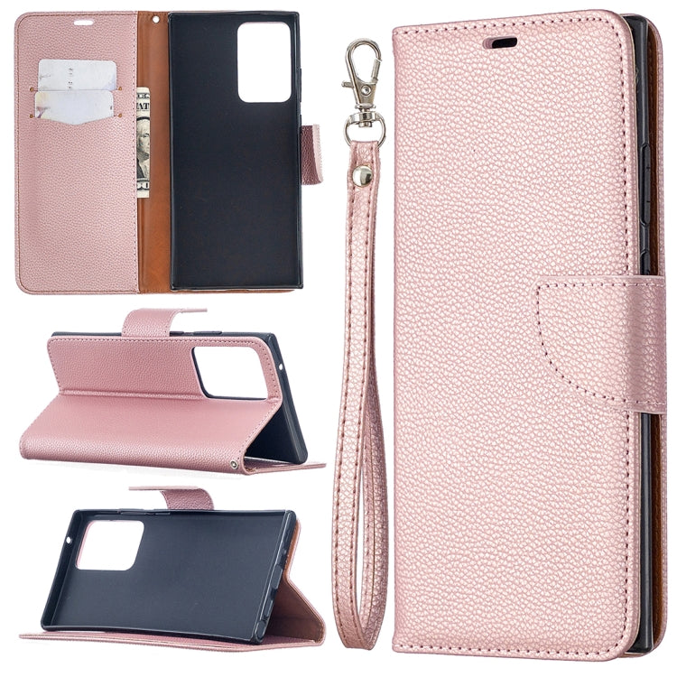 Rose Gold Litchi Texture Leather Case for Samsung Galaxy Note20 Ultra With Holder and Wallet