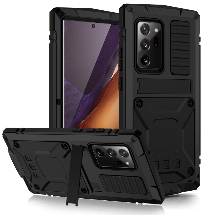 R-JUST Shockproof Waterproof Dust-proof Case with Holder for Samsung Galaxy Note 20 Ultra (Black)