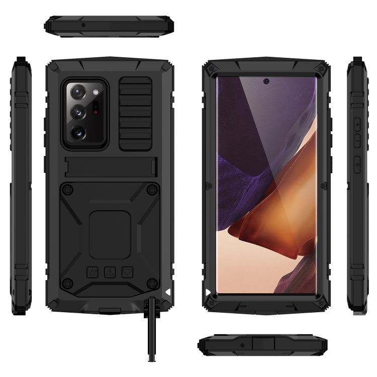 R-JUST Shockproof Waterproof Dust-proof Case with Holder for Samsung Galaxy Note 20 Ultra (Black)