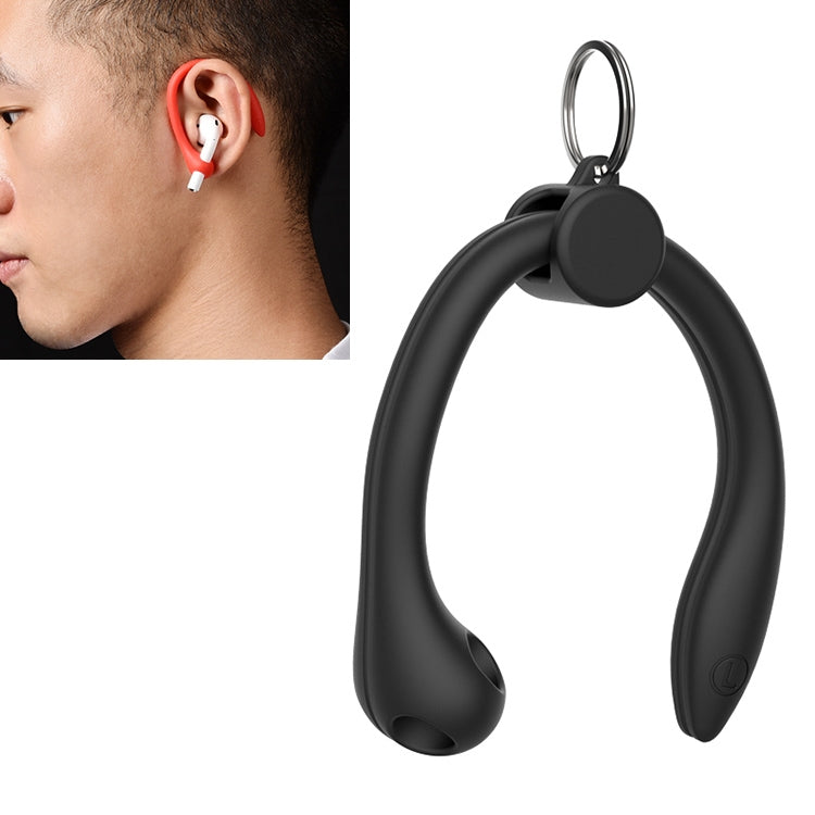 Wireless Earphones Silicone Anti-lost Lanyard Ear Hook - Black for AirPods 1 / 2 / AirPods Pro / Huawei FreeBuds 3