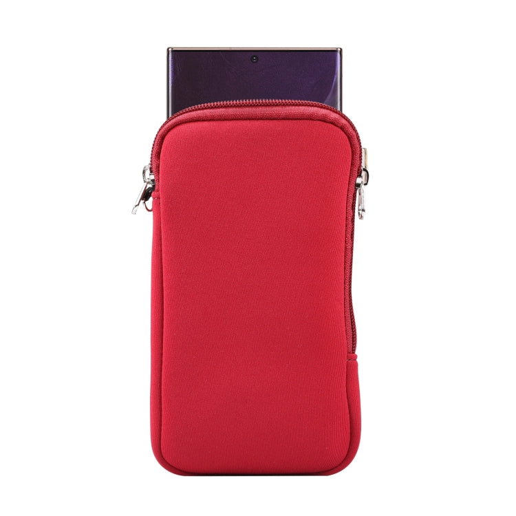 Elastic Zipper Protective Case for 6.7-6.9 inch Smart Phones (Purplish Red)