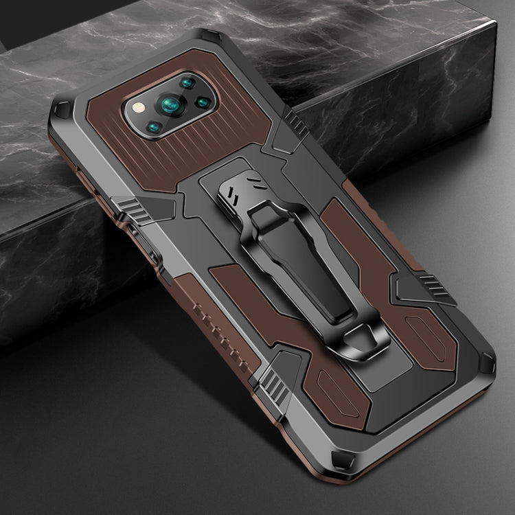 Xiaomi Poco X3 Armor Warrior Shockproof PC + TPU Protective Case(Coffee)