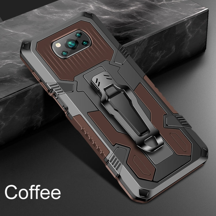 Xiaomi Poco X3 Armor Warrior Shockproof PC + TPU Protective Case(Coffee)