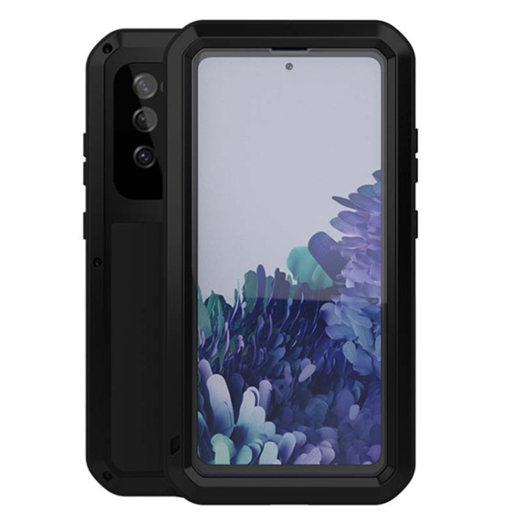 LOVE MEI Metal Shockproof Waterproof Protective Case for Samsung Galaxy S20 FE with Glass (Black)