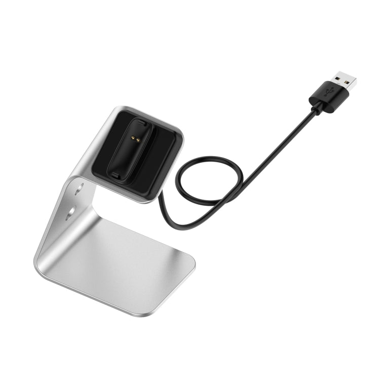 Aluminum Alloy Charger Holder for Fitbit Inspire 2 with Chip Protection and Fast Charging (Silver)