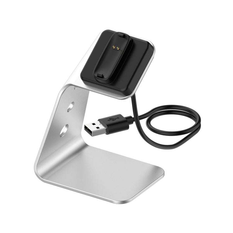 Aluminum Alloy Charger Holder for Fitbit Inspire 2 with Chip Protection and Fast Charging (Silver)