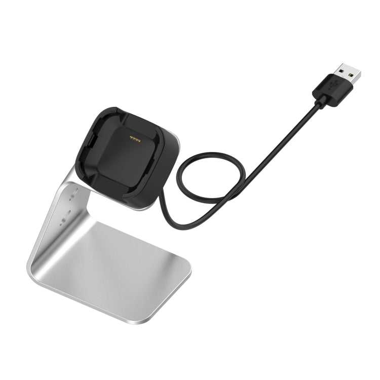 Sleek Silver Aluminum Alloy Charger Holder for Fitbit Versa 2