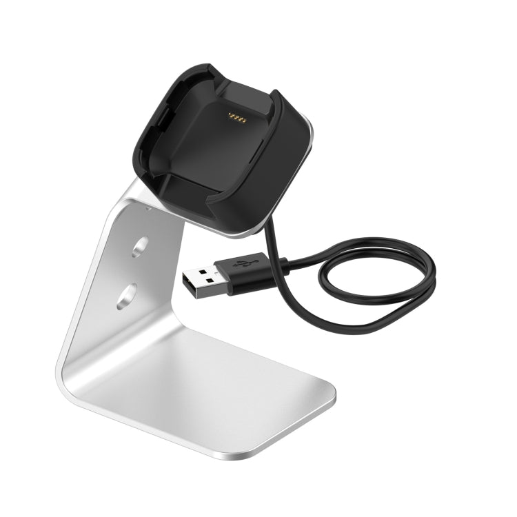 Sleek Silver Aluminum Alloy Charger Holder for Fitbit Versa 2