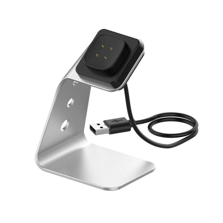 Aluminum Alloy Fast Charger Holder for Fitbit Versa 3/Sence with Chip Protection (Silver)